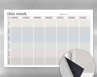 Dry Erase Magnetic Weekly Calendar // Wipe Off Weekly Calendar // Family Calendar Magnetic Dry Erase // Family Planner // Weekly Planner