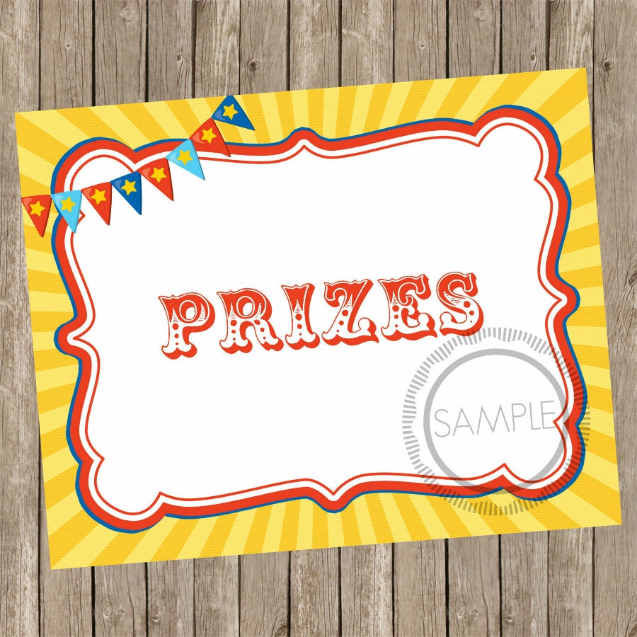 8x10 Prizes Carnival / Circus Printable / Sign INSTANT | Etsy