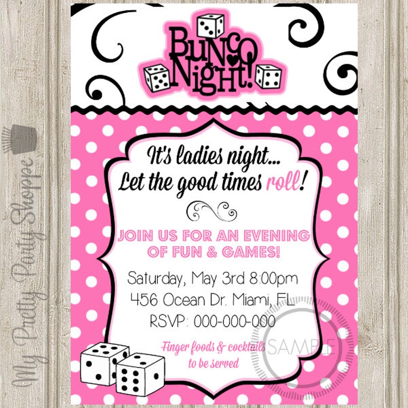 Bunco Night Ladies Night Party Invitation Etsy