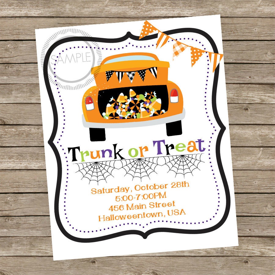 8x10 Personalized Halloween Trunk Or Treat Party Invitation / Etsy