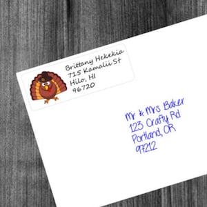 Kies 30-600 labels Turkije Pilgrim Herfst Herfst Thanksgiving kaart retouradres postlabel stationaire sticker Helder Kraft Wit
