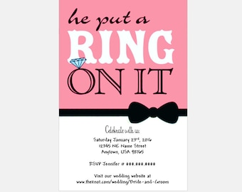 He Put a Ring On It Engagement Announcement Bridal Shower Party Invite postcards 4x6 *WEDDINGS*