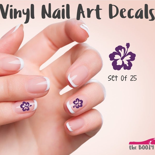 Hibiscus Nail Decal Vinyl flowers set of 25 for Manicure & Pedicure