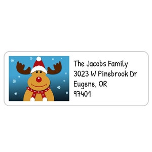 Kies 30-600 labels Rendier Kerstman Kerstkaart retouradres postlabel briefpapier sticker Helder Kraft Wit