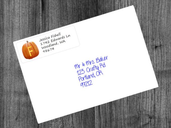 1 Sheet 30 Labels Pumpkin Initial Fall Autumn Card Return Etsy