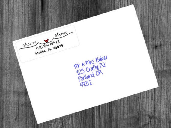 1 SHEET 30 labels mr /& mrs heart wedding engagement return address mailing label stationary sticker Clear Kraft White