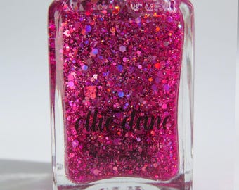 XOXO - Magenta Pink Holographic Glitter Heart Shaped Indie Vegan Nail Polish