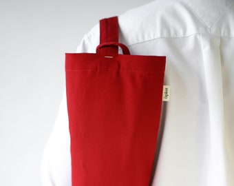 Reusable Zero Waste Canvas Single Bottle Carrier for Toting A Favorite Bottle to Restaurants, Picnics, Parties, or to Gift  | Cranberry