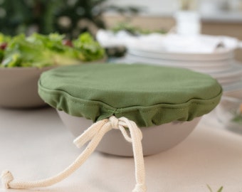 Washable Zero Waste Cotton Canvas Cover for Small Bowls and Dishes | Olive