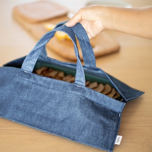 Reusable Zero Waste Canvas Casserole, Baking Dish, or Pan Carrier for Potlucks, Picnics, and Gifting Denim image 1