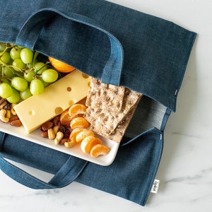 Reusable Zero Waste Canvas Casserole, Baking Dish, or Pan Carrier for Potlucks, Picnics, and Gifting Denim image 5