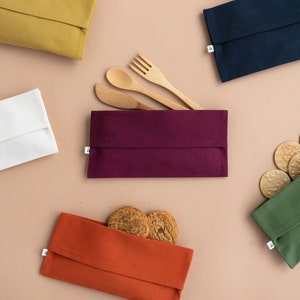 Reusable Canvas Utensil or Snack Carrying Pouch, Zero Waste Kitchen Food Storage
