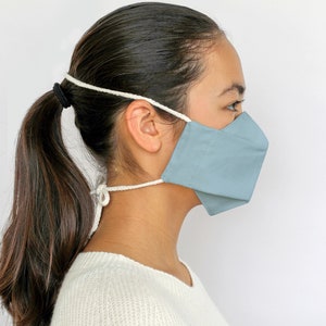 Organic Cotton Origami Face Mask Over Head Ice Blue