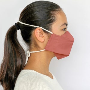 Organic Cotton Origami Face Mask Over Head Salmon