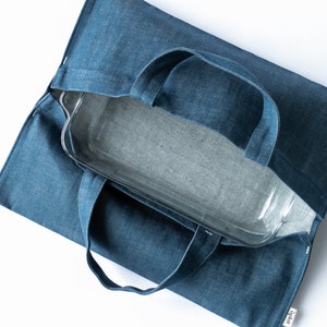 Reusable Zero Waste Canvas Casserole, Baking Dish, or Pan Carrier for Potlucks, Picnics, and Gifting Denim image 6