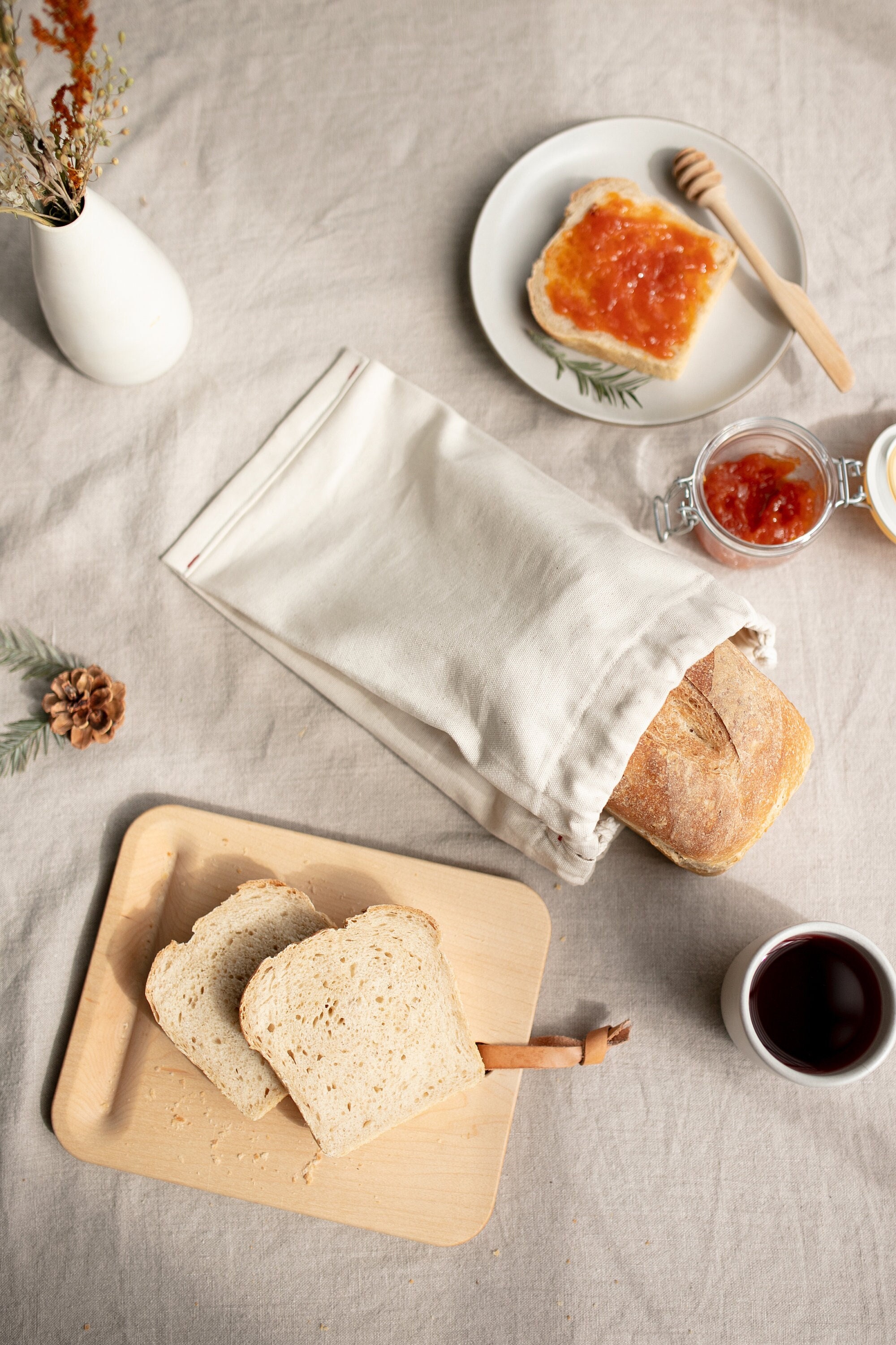 Borse Di Cotone Organico Riutilizzabili - 17x20cm, Per Pane, Frutta E Verdura, Zero Waste - Foto 7