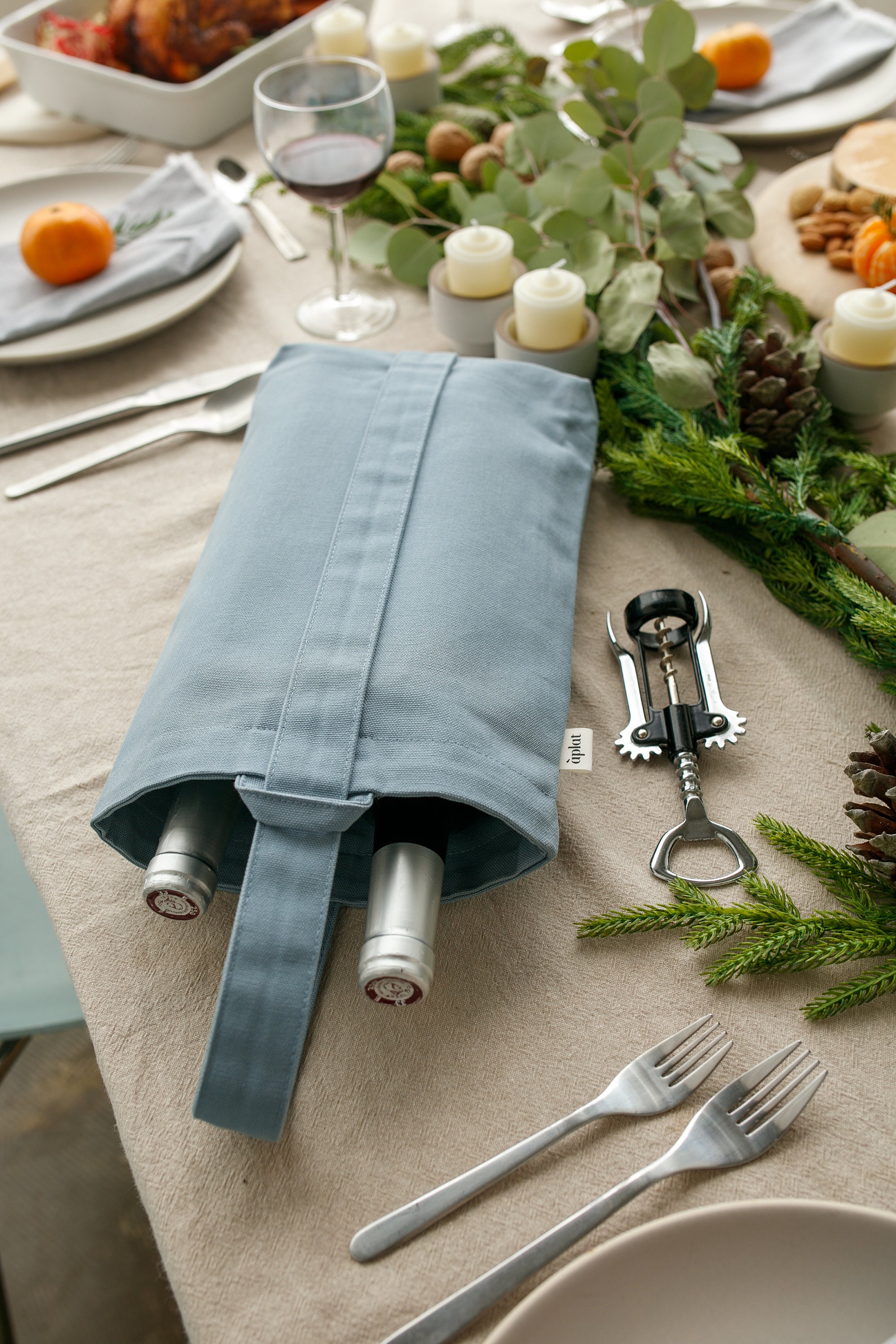 Vin Two Bottle Fourre-Tout | Bleu Glace