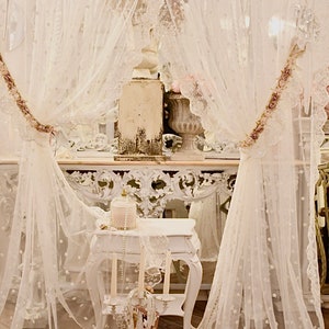 Pair of light and soft embroidered tulle curtains Sophia collection image 4