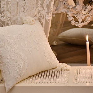 Shabby chic cushion with “The Grotesques” decoration