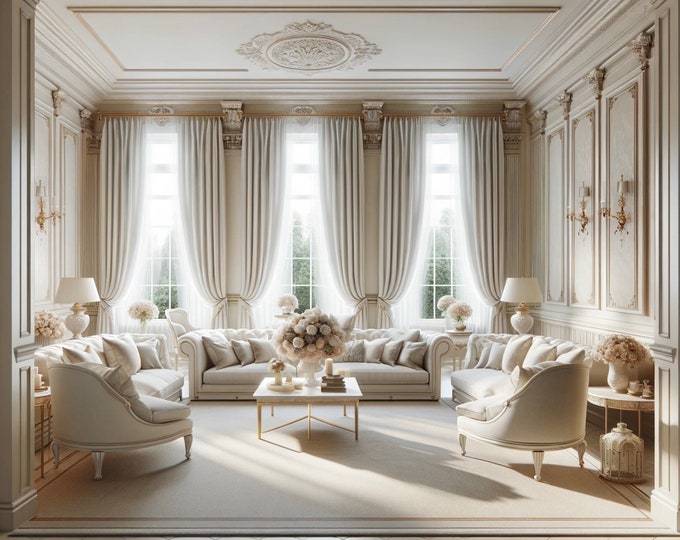 White Italian Georgette Curtain Cashmere Luxury Italian