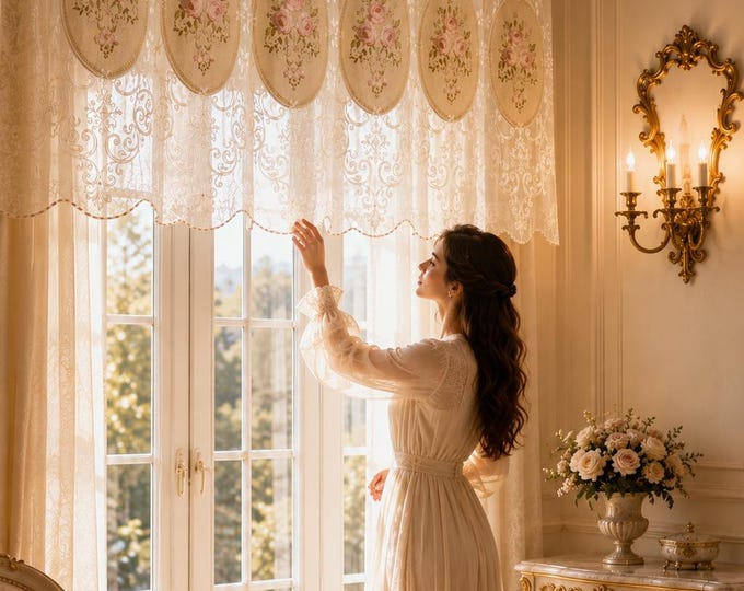 Valance, tulle curtain “Rose Regali” TRANSPARENCIES Model C
