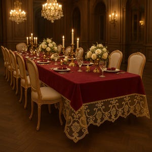 Tovaglia lusso velvet e merletto prezioso oro “Renaissance”
