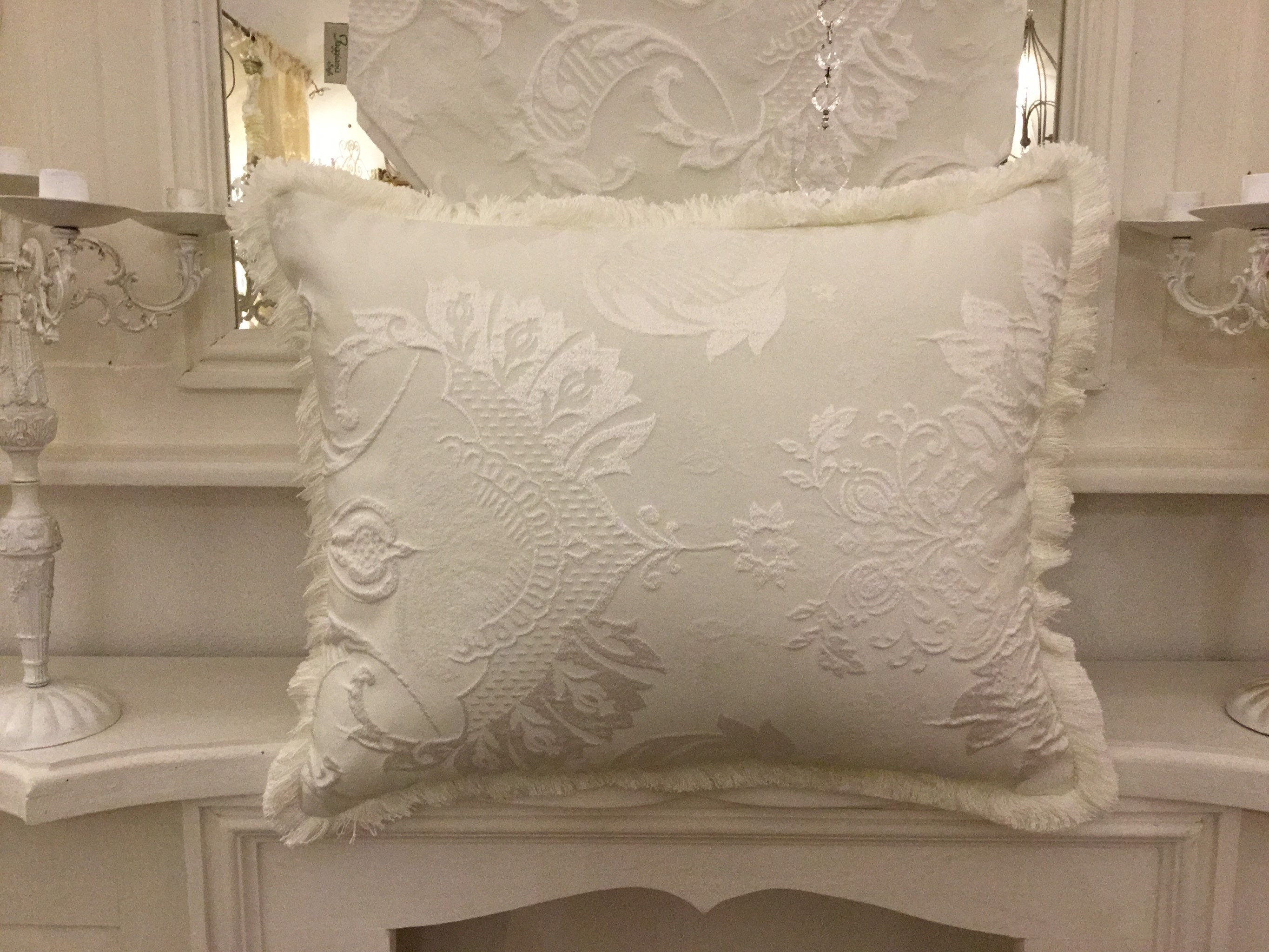 Luxury Italian total white jacquard pillow