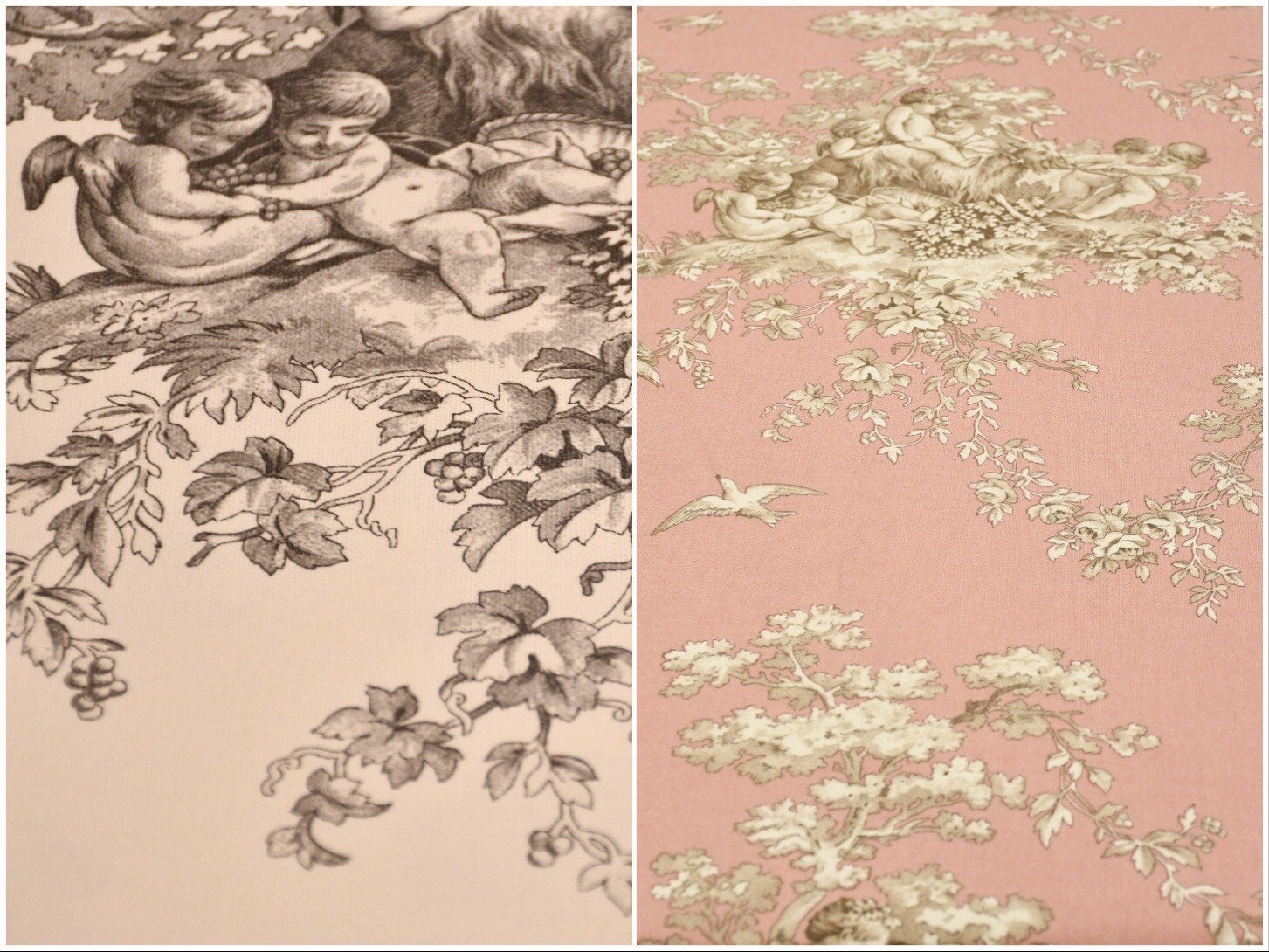 Toile de jouy fabric in cotton 100 in height 280