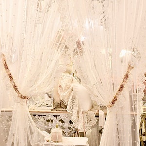 Pair of light and soft embroidered tulle curtains Sophia collection image 7