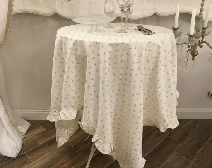 Provencal tablecloth with little blue flower