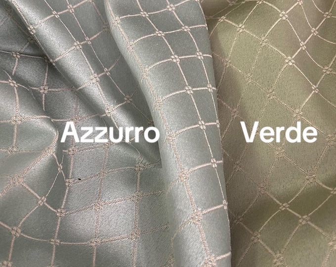 Damask luxury fabric light blue and green collection “Royal Style” Rhombus