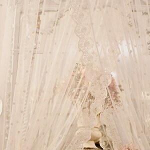 Pair of light and soft embroidered tulle curtains Sophia collection image 5