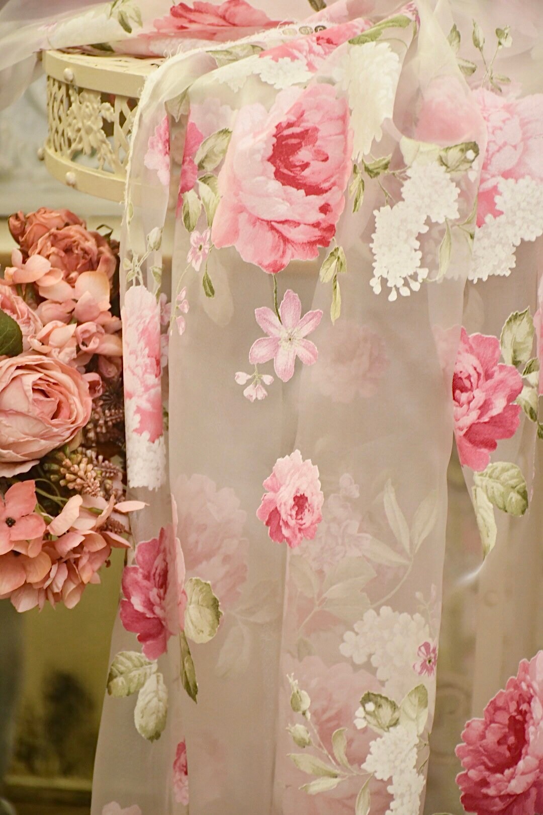 Devoré Floral Organza Fabric for Curtains and Table Covers Etsy