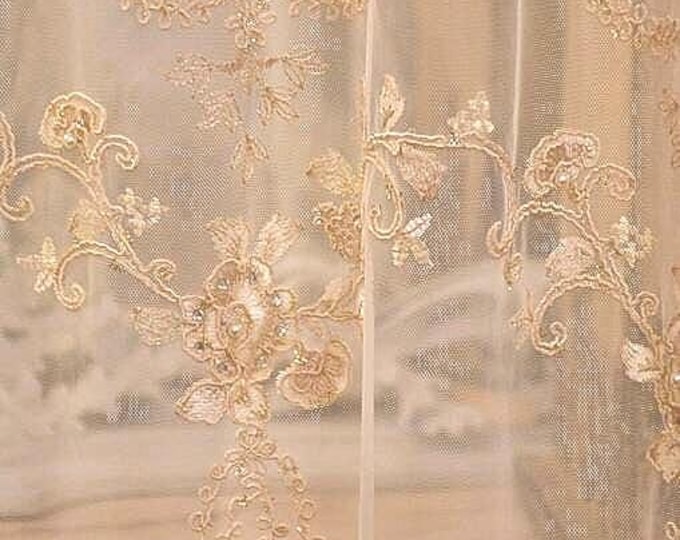Embroidered Tulle Curtain Fabric Precious Curtains Collection “Chanel”