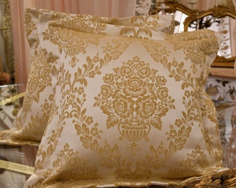Italian luxury damask gold cushion