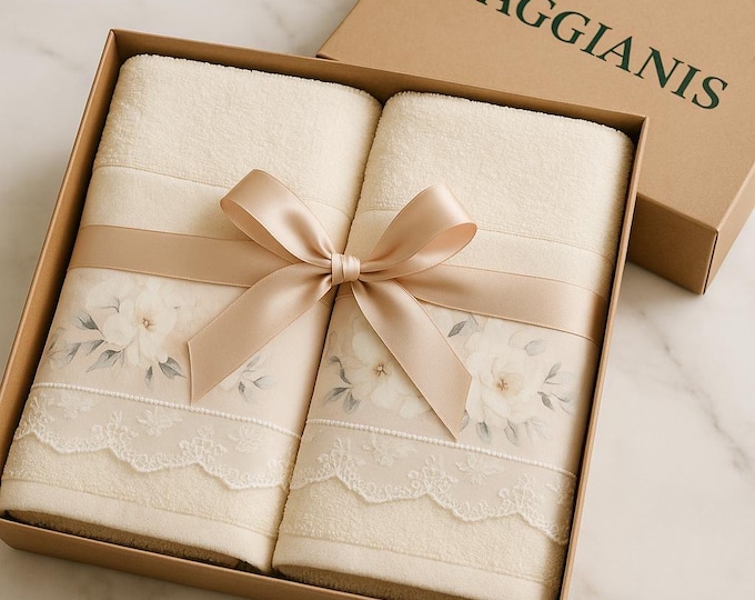 Set of towels in sponge and fine fabric "Painted Fabric"