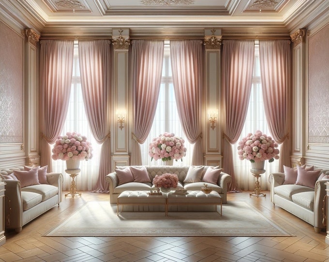 Italian Georgette Curtain Pink Luxury Italian