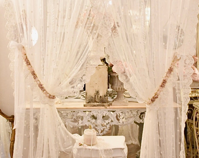 Pair of light and soft embroidered tulle curtains “Sophia” collection