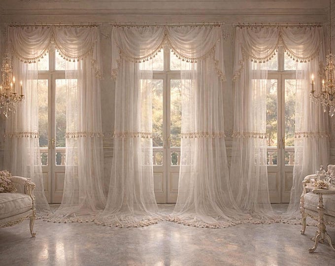 Elegance Voile – Couture Collection in Sheer Tulle with Precious Handmade Trimming | Curtains, Valances, Runners, Doilies and Decorative Cus
