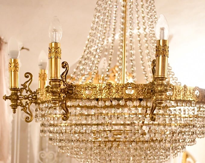 Vintage Empire style chandelier from the early 1900s Italian