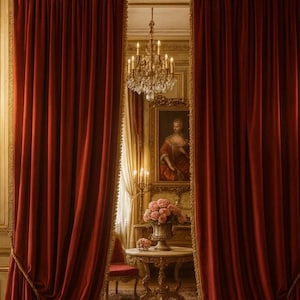 Pair of luxury burgundy curtains from the “Il Rinascimento” collection