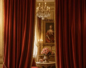 Pair of luxury burgundy curtains from the “Il Rinascimento” collection