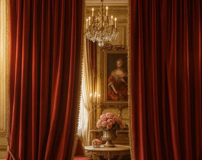 Pair of luxury burgundy curtains from the “Il Rinascimento” collection