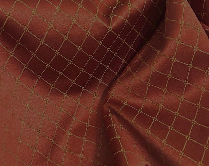 Luxury light coral red and gold damask fabric from the “Royal Style” Rhombus collection