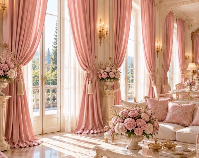 Tenda in georgette  italiana Rosa  lusso Italiano