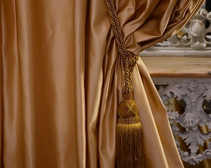 Luxury gold silk satin curtain Made in Italy