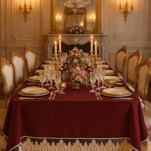 Luxury velvet and precious lace tablecloth