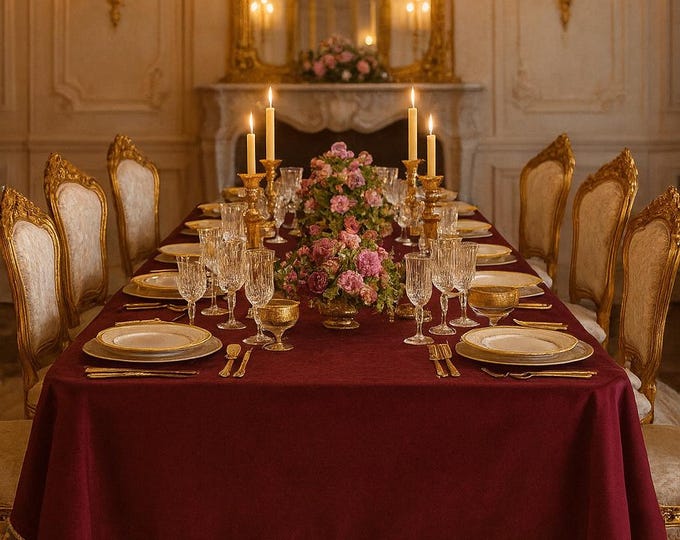 Luxury velvet and precious lace tablecloth
