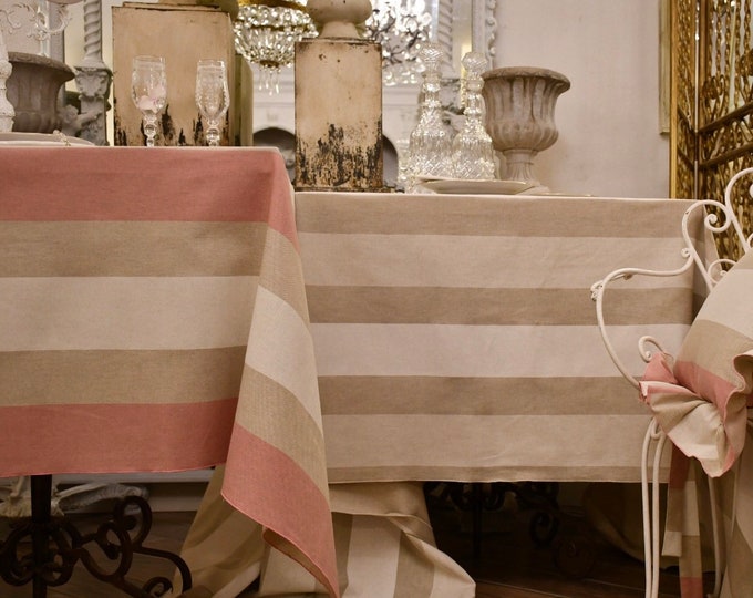 Pure cotton “millerighe” tablecloth