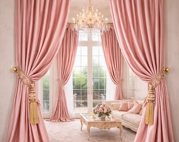 Faggianis Antique Pink Cotton Sateen Curtains